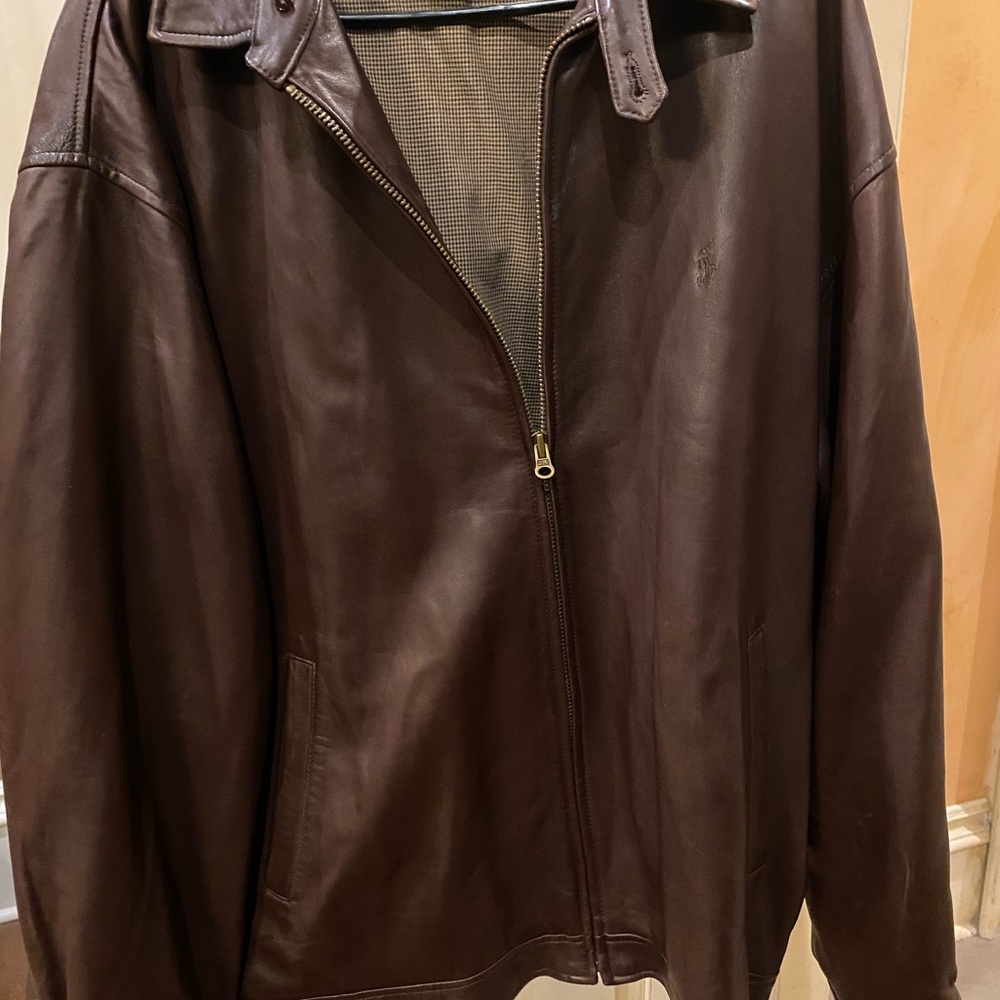 Men’s polo leather jacket XXL LIKE NEW WORN MAYBE TWICE non smoker